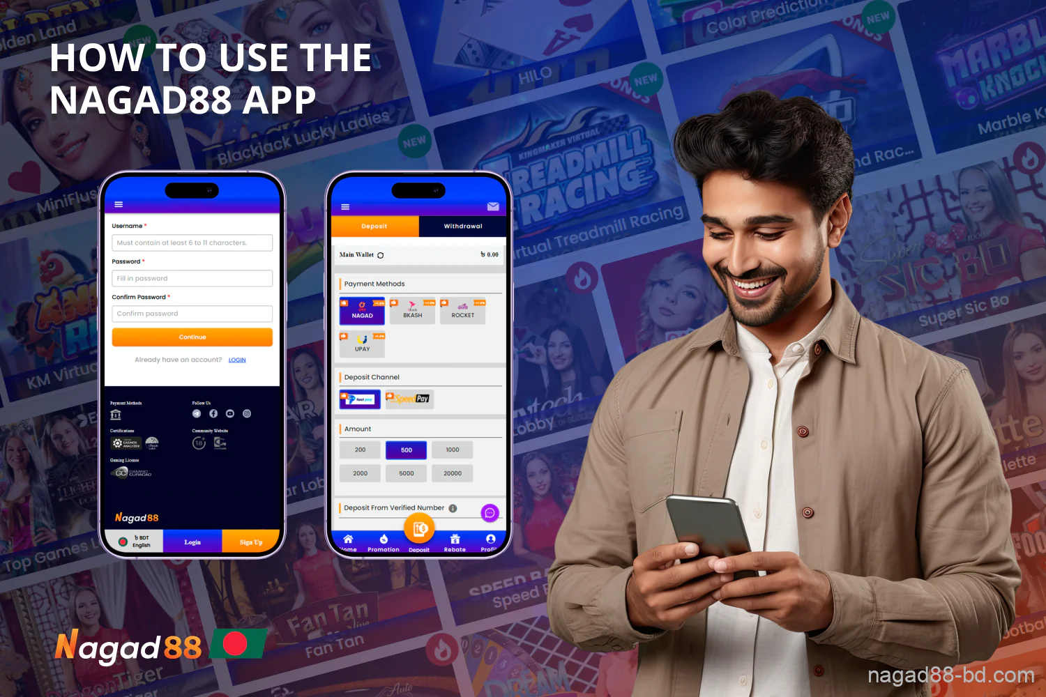 Any Bangladeshi user over the age of 21 can start using the Nagad88 mobile gambling app