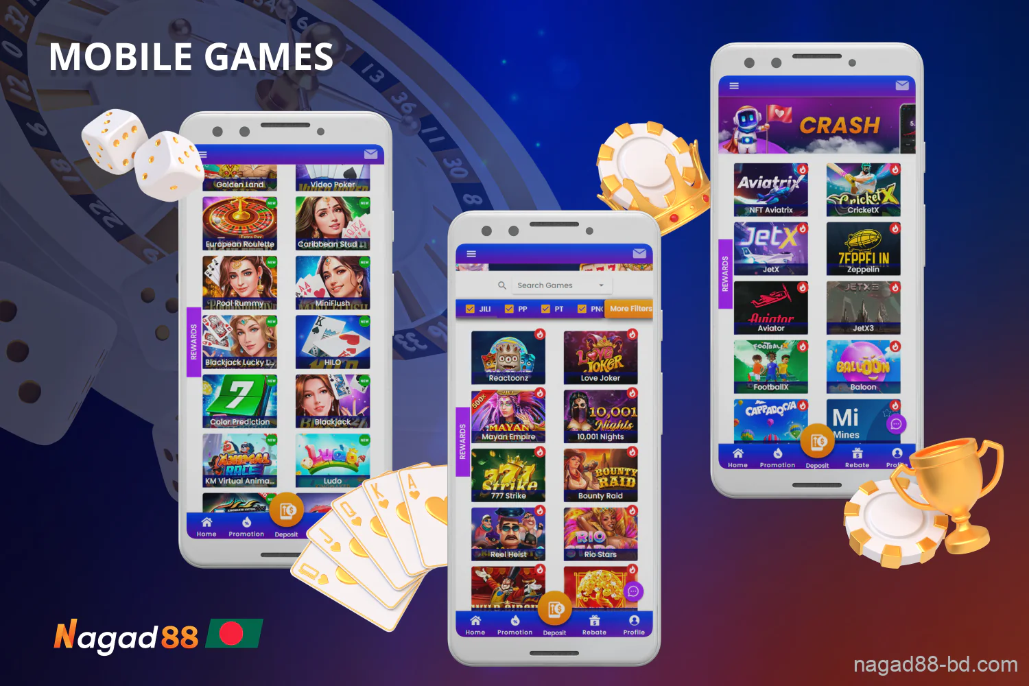 The Nagad88 app offers Bangladeshi users a user-friendly gaming interface customized for mobile devices