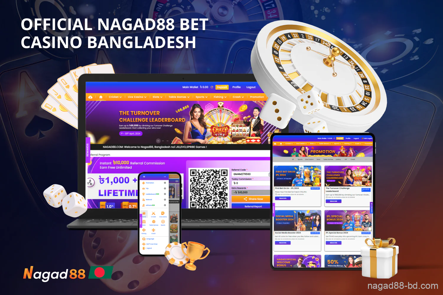 Nagad88 Casino offers Bangladeshi users table games, fishing games, LIVE casino, crash games, instant games and more