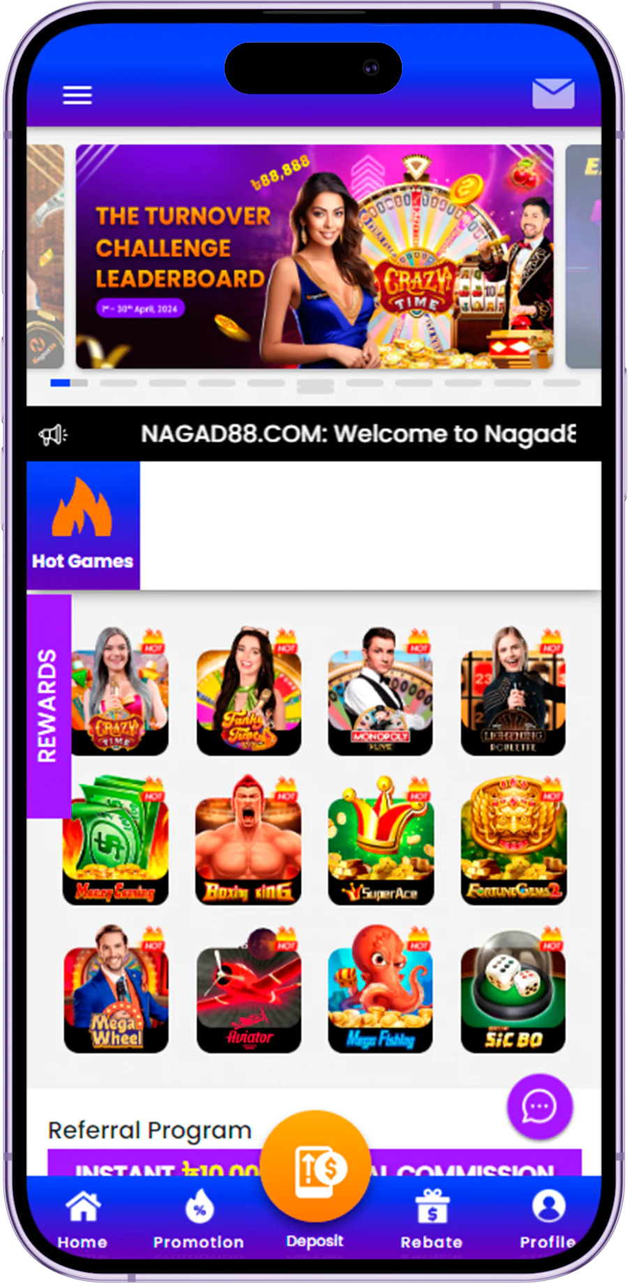 Nagad88 mobile app home page