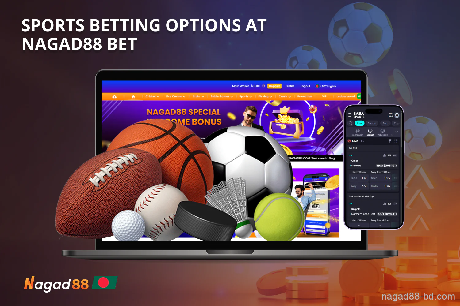 Users from Bangladesh can bet at Nagad88 on any match of any major or minor official tournament