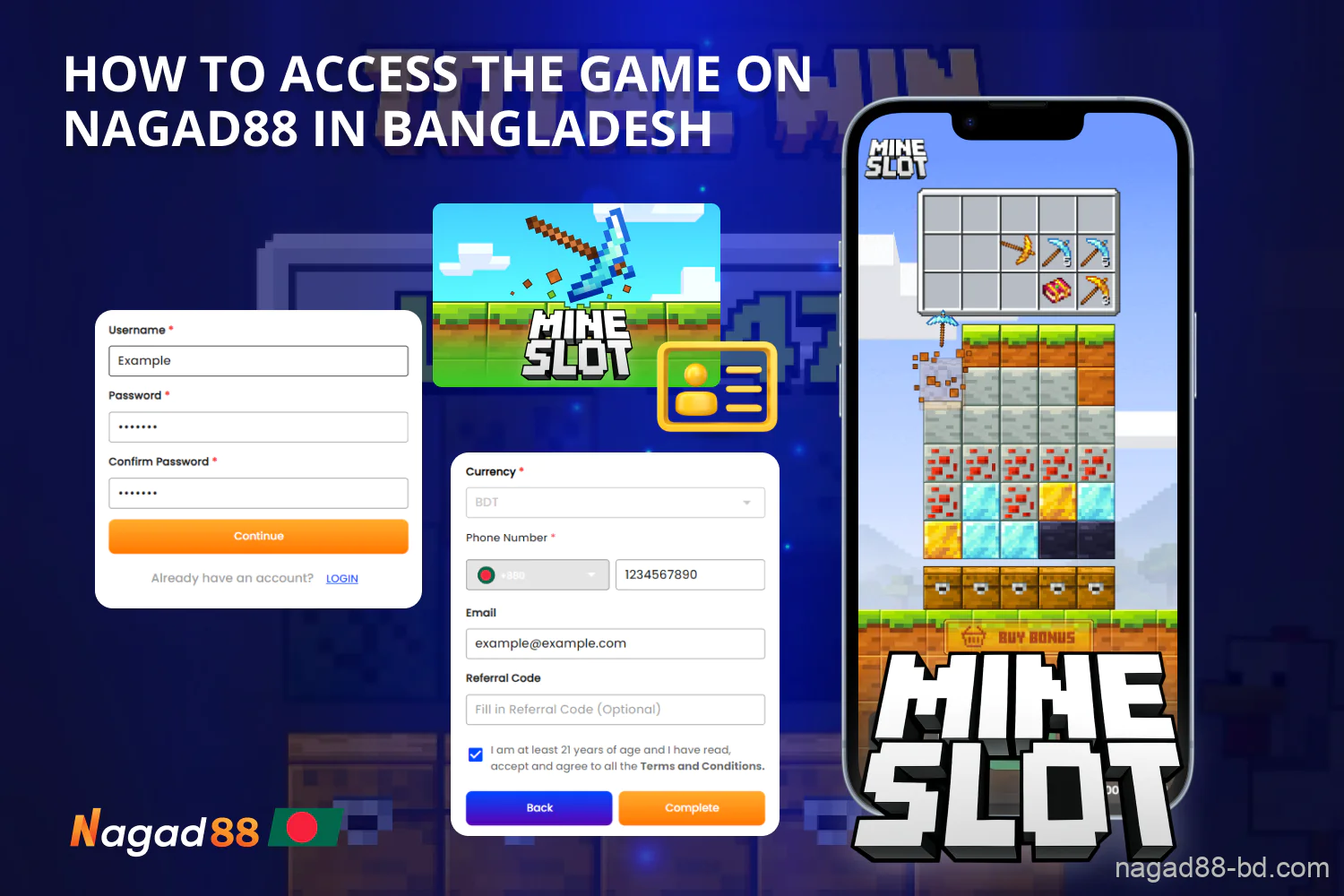 Register and top up your balance before playing Mine Slot for real money at Nagad88 Bangladesh